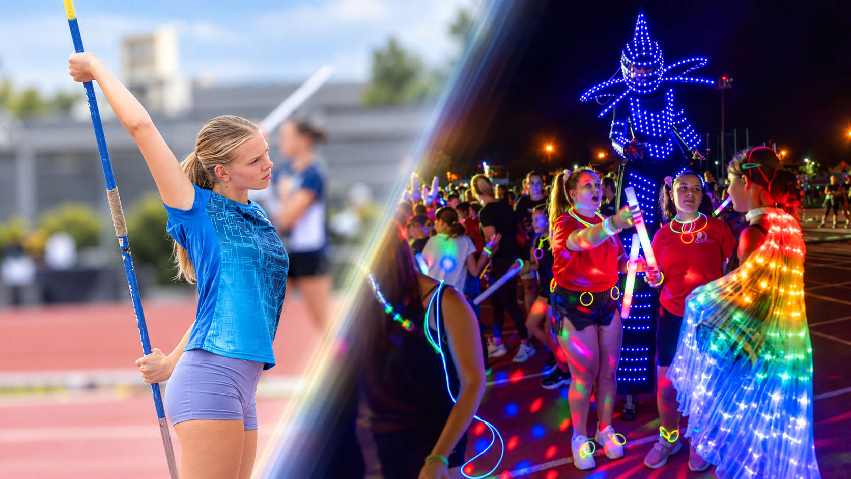 The weekend at the Athletics Center began with lights and continued with medals